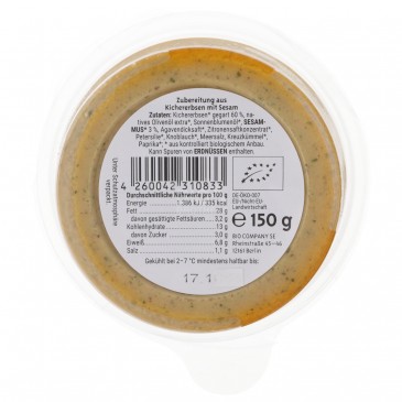 HUMMUS SESAMO BIO 150G BIOCOMPANY HUMMUS SESAMO BIO 150G BIOCOMPANY