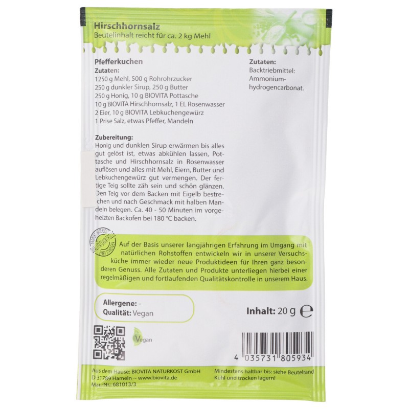 AMMONIACA PER DOLCI CONVENZIONALE BUSTINA 20G