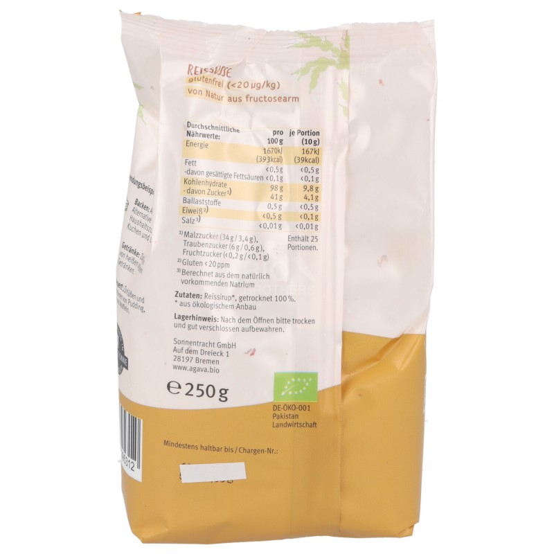 SCIROPPO DI RISO IN CRISTALLI BIO 250G AGAVA