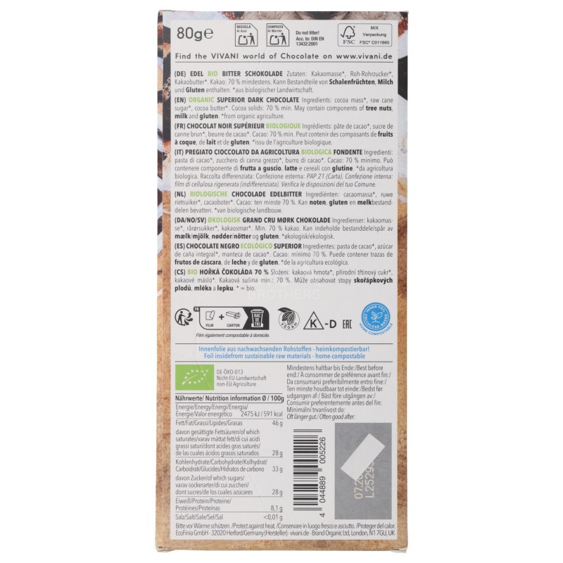 Cioccolato Fondente Extra 70% Cacao Santo Domingo Biologico
