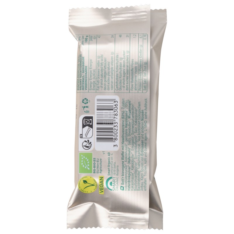 WAFER RIPIENO NOCCIOLA BIO SNACK 100G BETTR