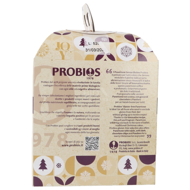 PANETTONE SENZ./GLUT. GOCCE CIOCCOL.BIO 500G