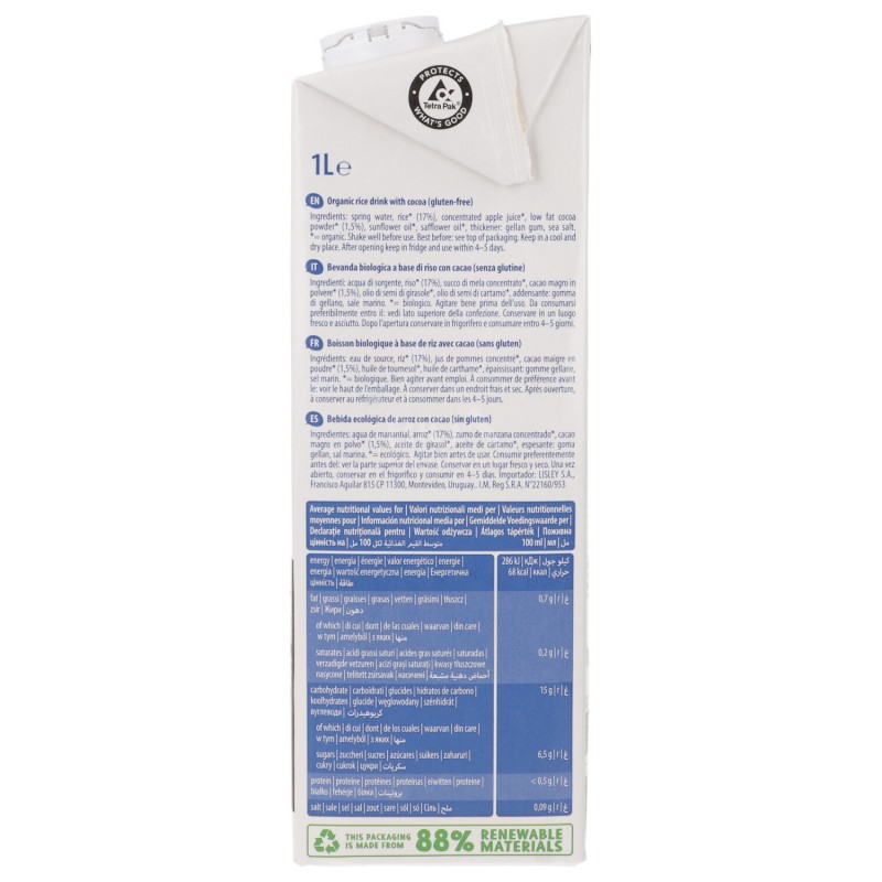 BIO RICE DRINK CHOCO 1LT THE BRIDGE