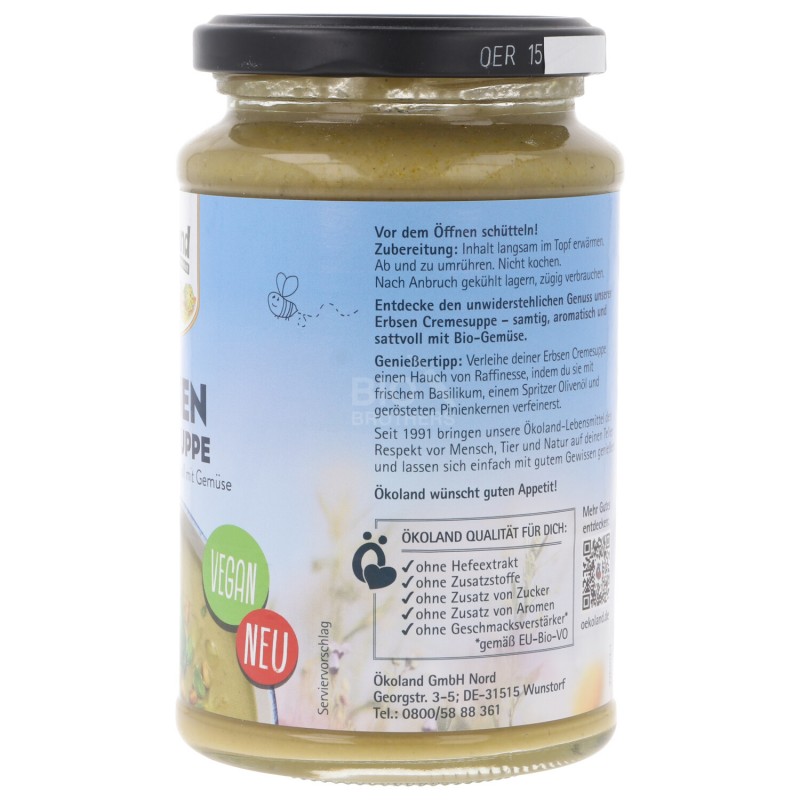 ZUPPA PISELLI CREMOSA VEGAN BIO VASO 380ML OKOLAND