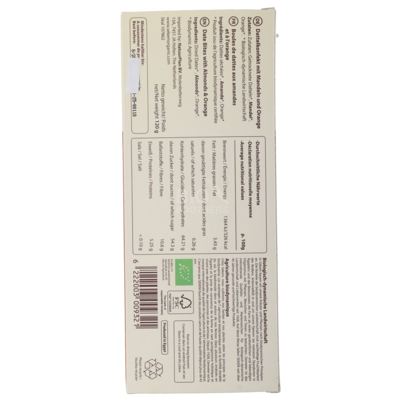 CONFETTI DATTERI & MANDORLE BIO 120G SEKEM