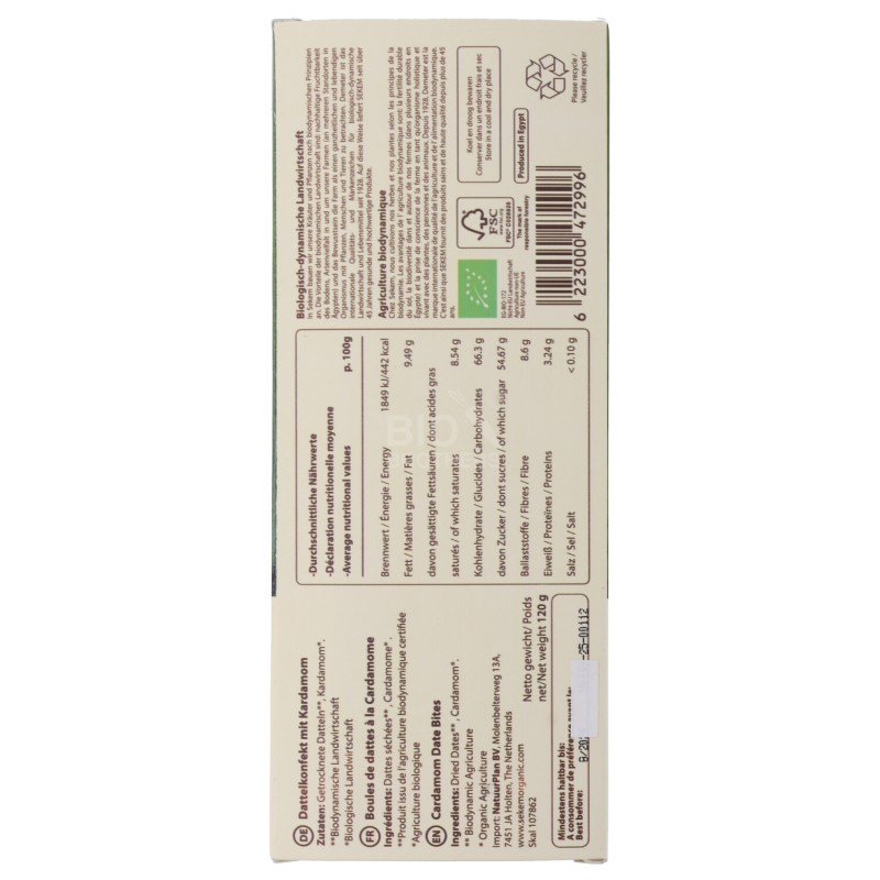CONFETTI DATTERI & CARDAMOMO BIO 120G SEKEM