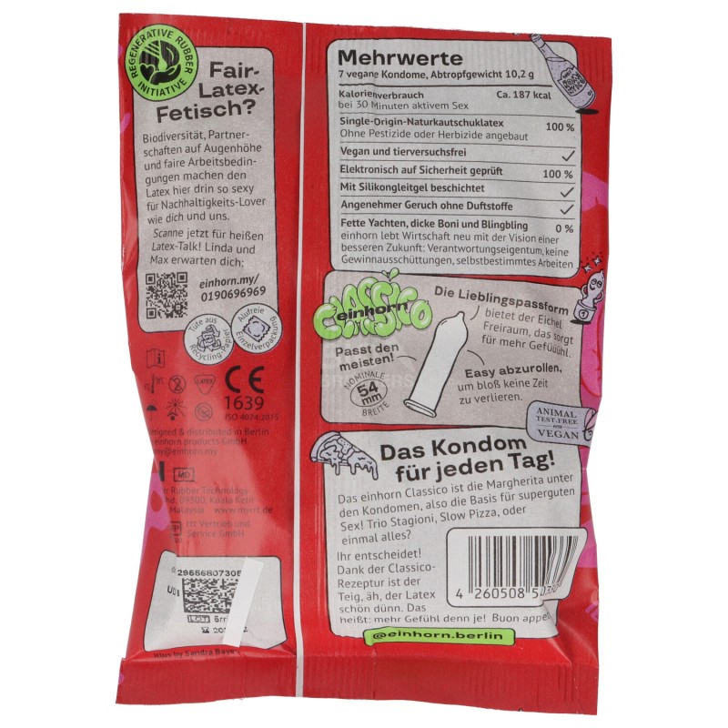 Preservativi Vegan Einhorn Classico in lattice naturale 7pz