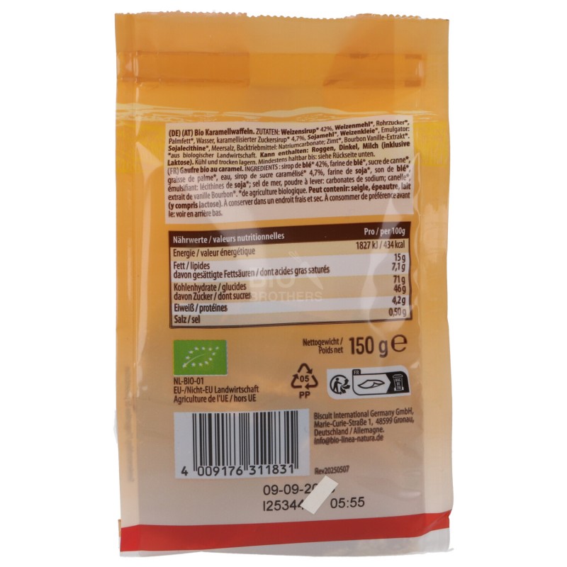 MINI WAFFLE CARAMELLO BIO 150G LINEA NAT