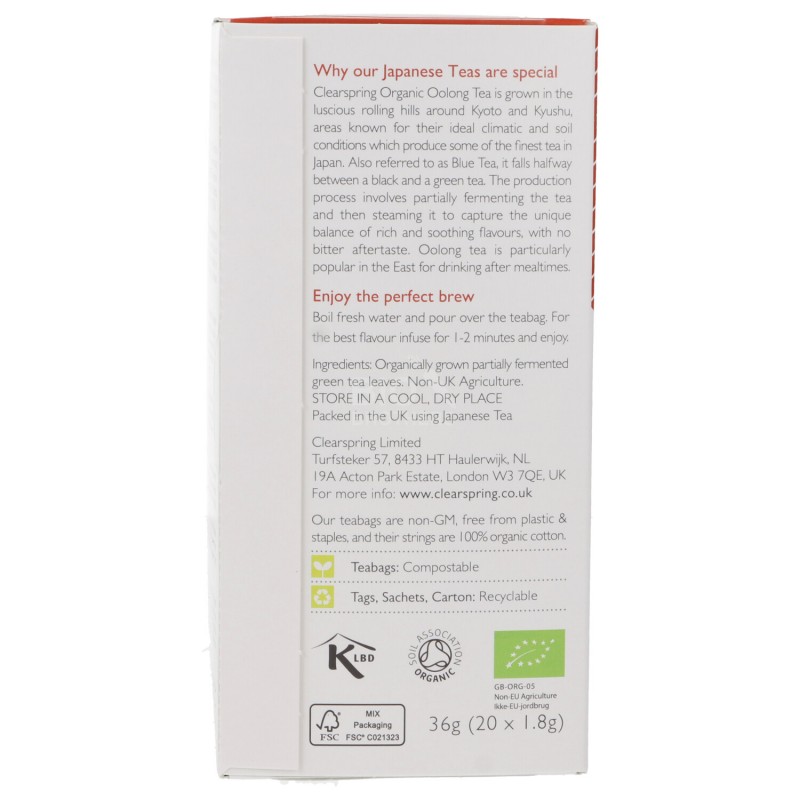 OOLONG TE' NERO BIO 20 FILR. 36G CLEARSP.