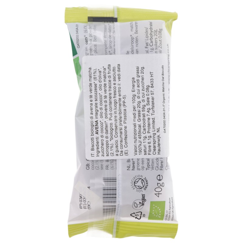 BISCOTTI MATCHA AVENA BIO 40G CLEARSPRING