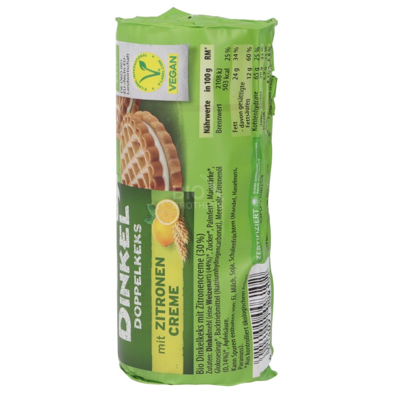 BISCOTTO MINI RIP.CREMA LIMONE BIO VEG. 90G WIKA.