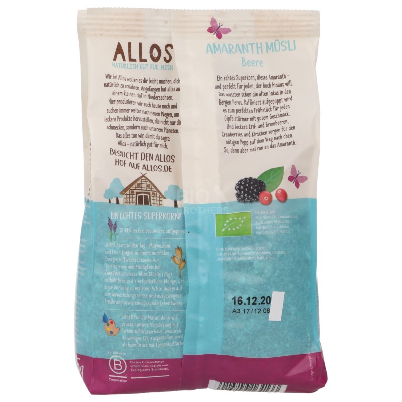 MUSLI AMARANTO FRUTTI BIO 375G ALLOS
