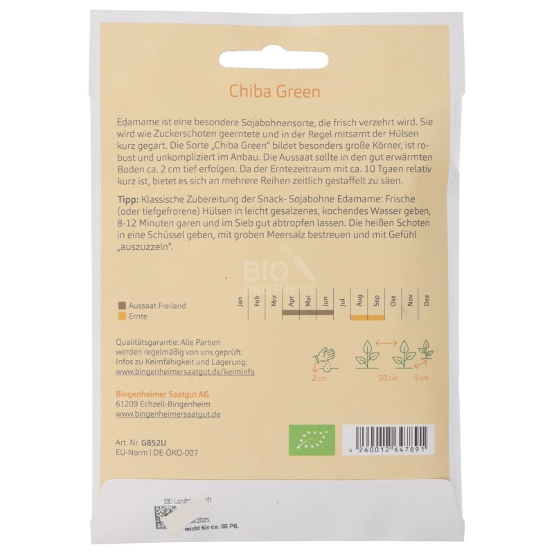 SOIA EDAMAME CHIBA SEMENTI BIO 50 SEMI BUSTINA