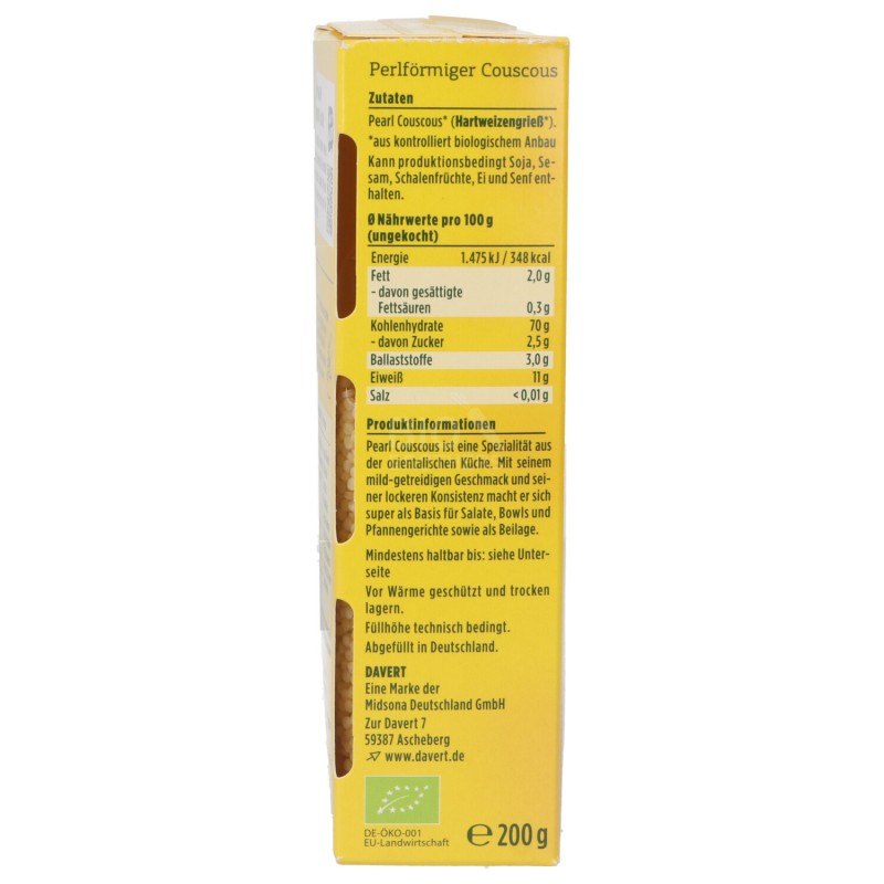 COUS COUS PERLATO BIO 200G DAVERT