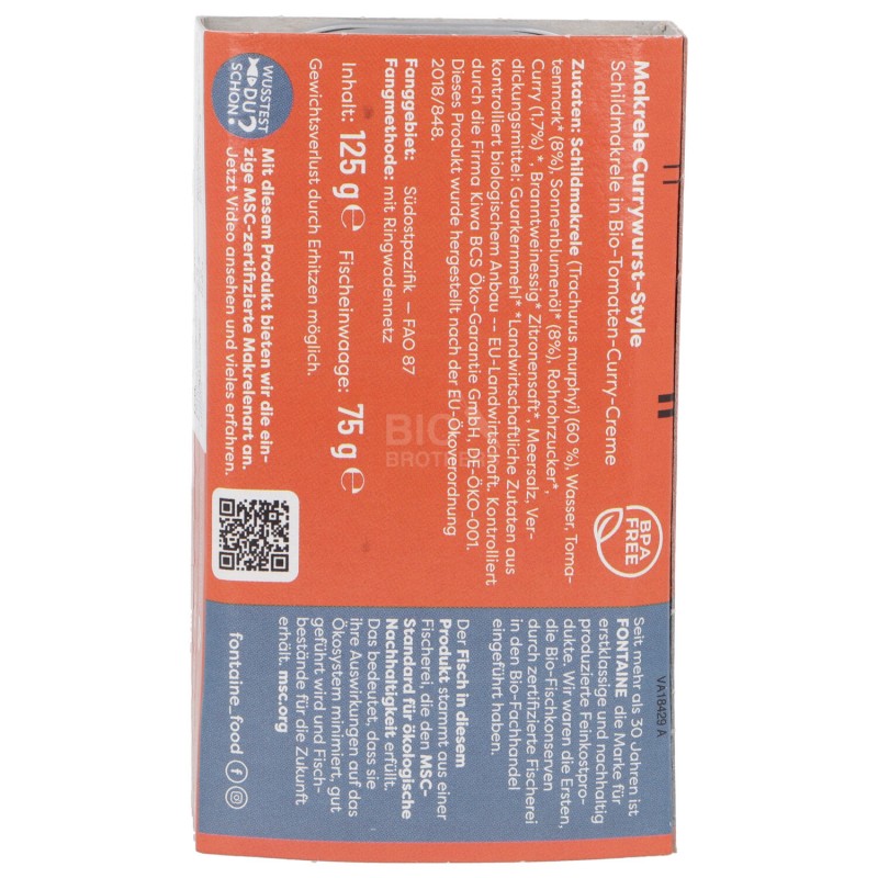SGOMBRO FILETTI AL CURRY BIO 125G FONTAINE