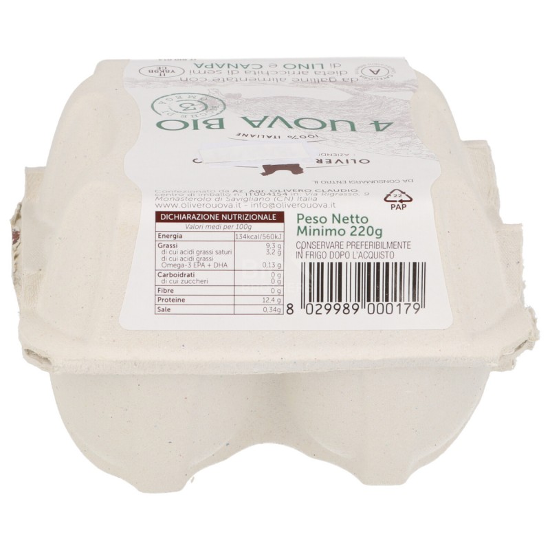 4 uova fresche bio di gallina ricche di omega-3