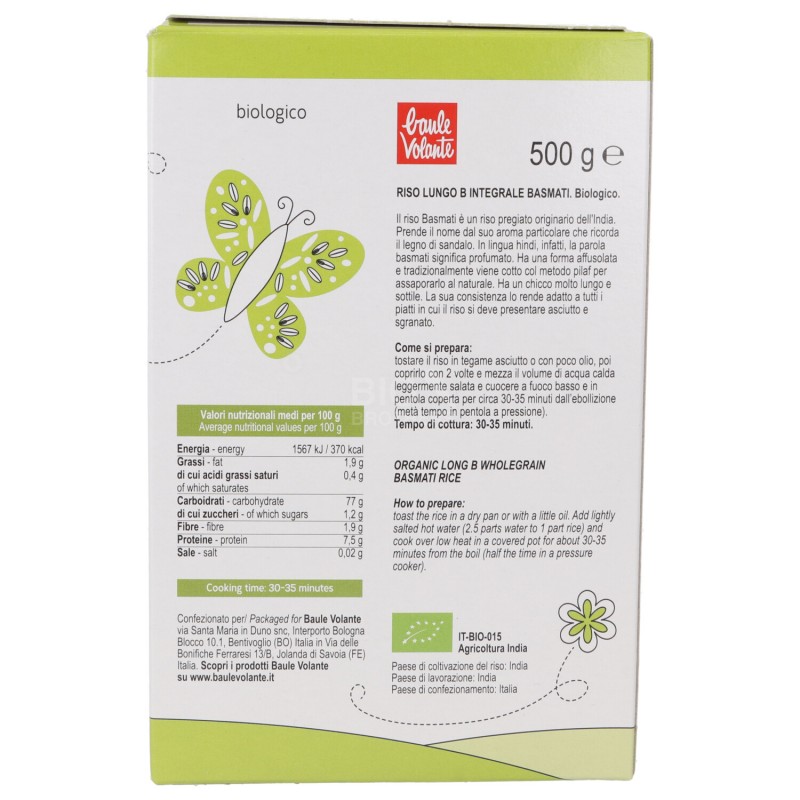RISO INT. BASMATI BIO 500GR BAULE 