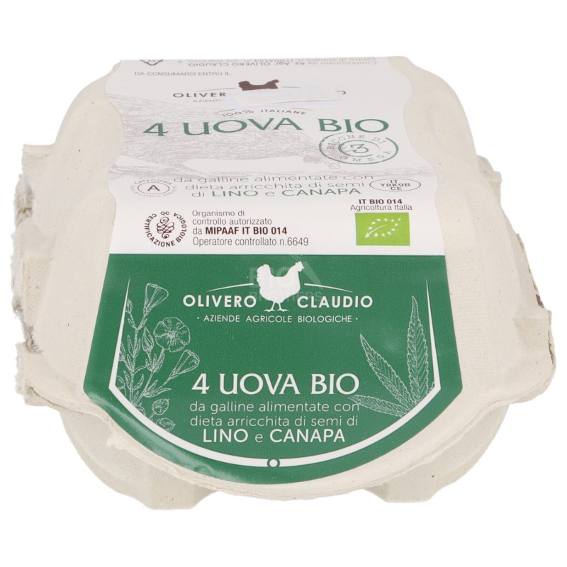 4 uova fresche bio di gallina ricche di omega-3