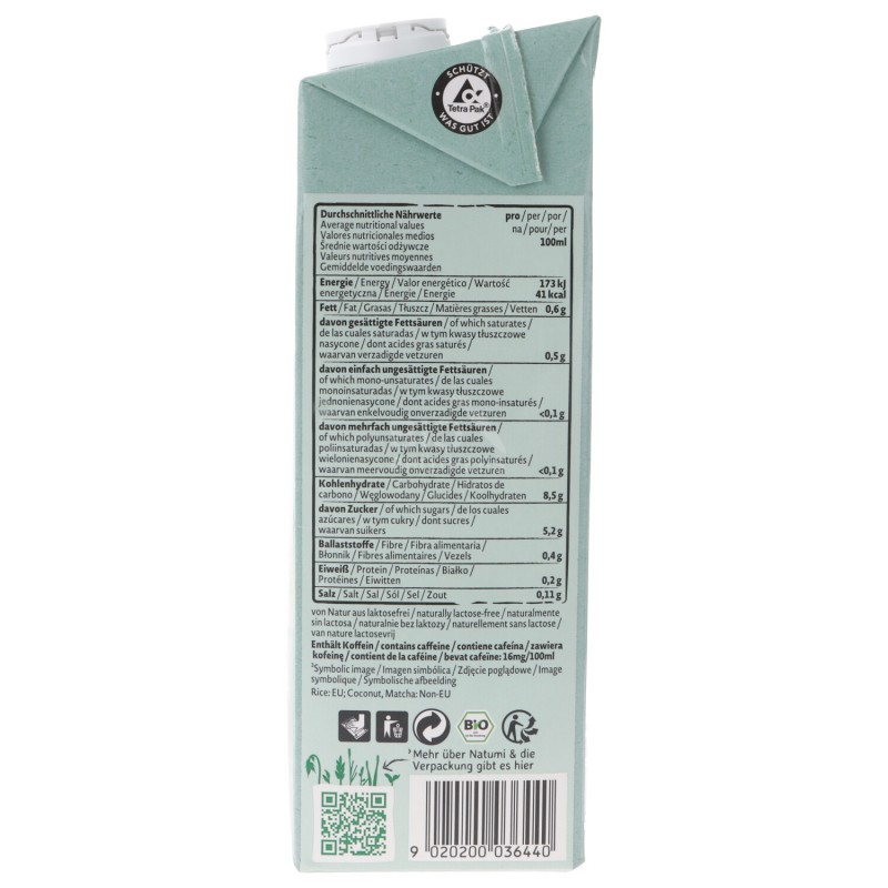 DRINK RISO MATCHA COCCO BIO 1LT NATUMI