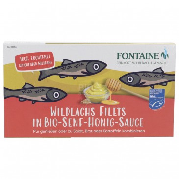 Filetti di Salmone Selvaggio con salsa Senape & Miele bio in latta