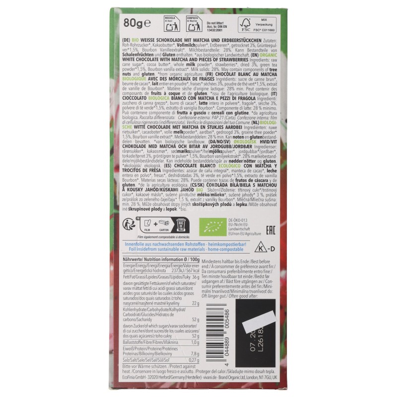 CIOCC. MATCHA-FRAGOLA BIO LIMITED.EDIT. 80G VIVANI