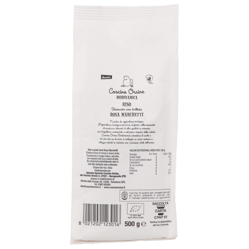 RISO ROSA MARCHETTI BIANCO BIO 500G C.O.
