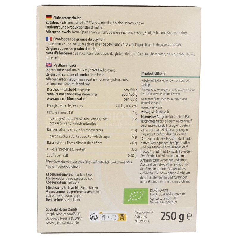 CUTICOLA PSILLIO BIO 250G GOVINDA