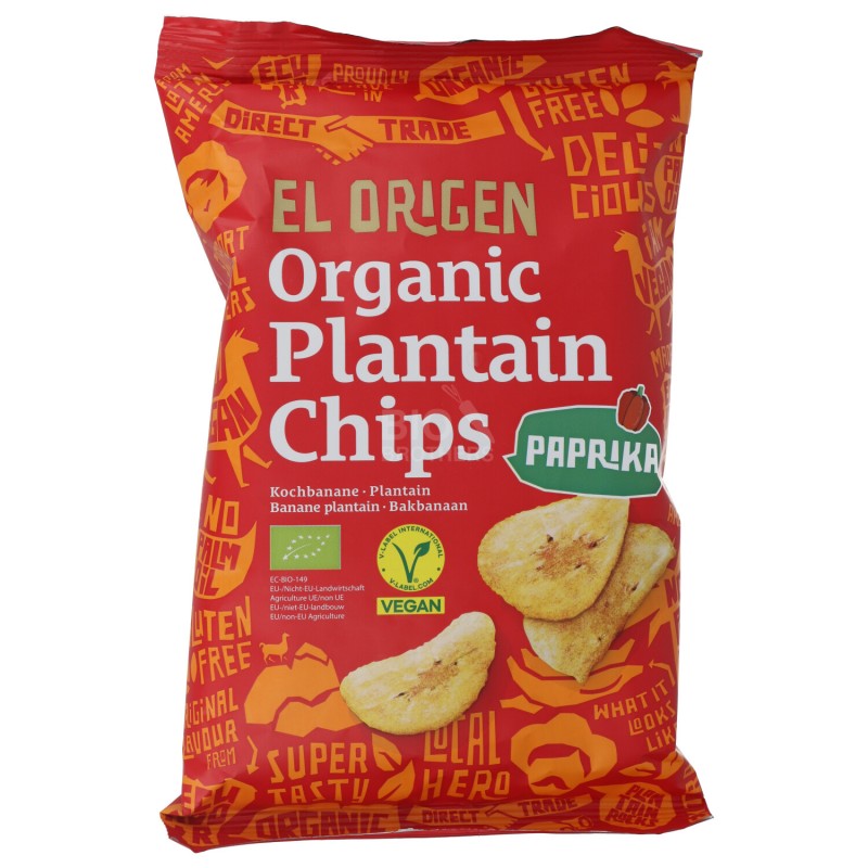 CHIPS PLATANO PAPRIKA VEGAN BIO 80G EL ORIG.