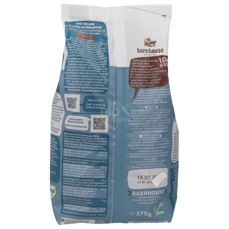 KRUNCHY LOW SUGAR (NO) CHOCO BIO 375G BARN.