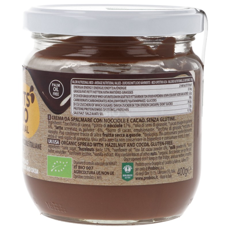 Crema nocciole e cacao senza glutine