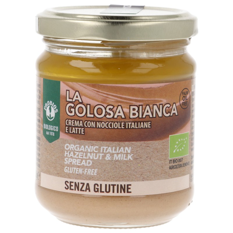 La golosa bianca, crema  bio con latte e nocciole