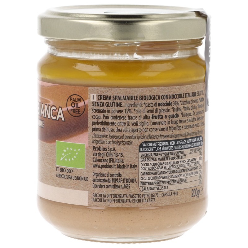 La golosa bianca, crema  bio con latte e nocciole