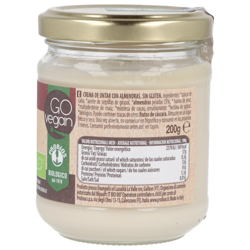 Bianca, crema vegan da spalmare alle mandorle