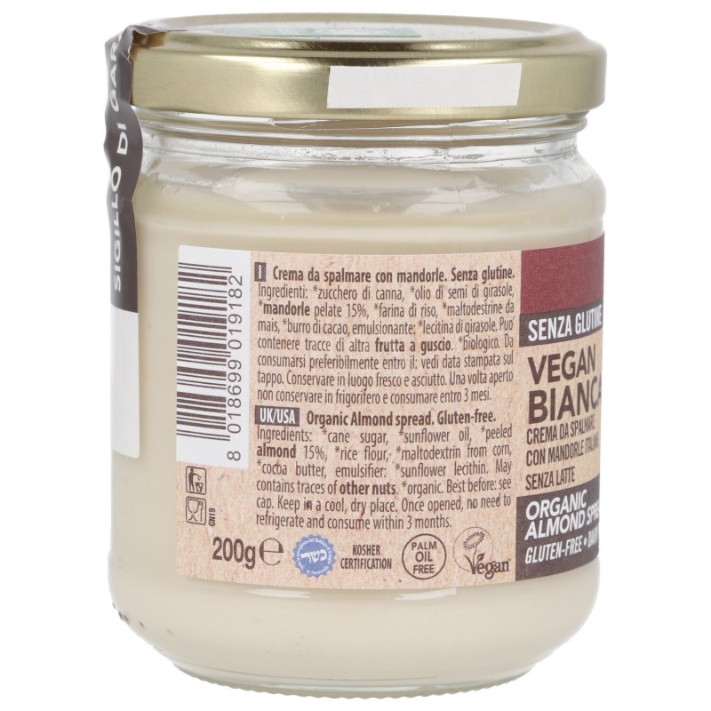 Bianca, crema vegan da spalmare alle mandorle