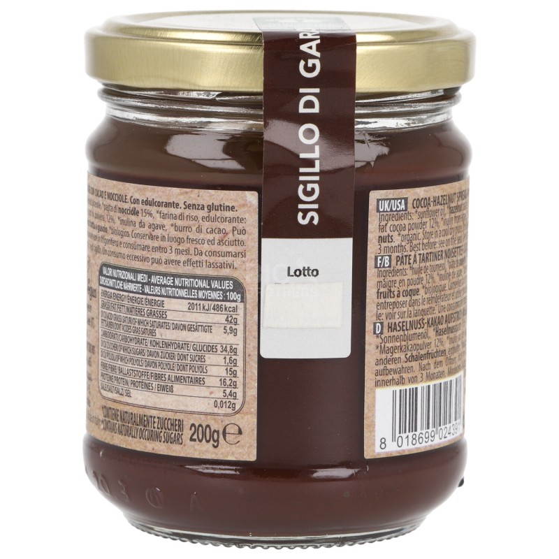 Crema cacao e nocciole senza zucchero