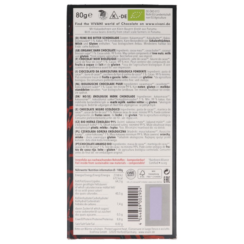 Cioccolato Fondente 99% cacao