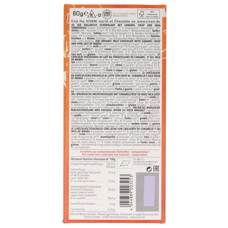 CIOCC. LATTE CARAMELLO+SALE ROSA 80G VIVANI