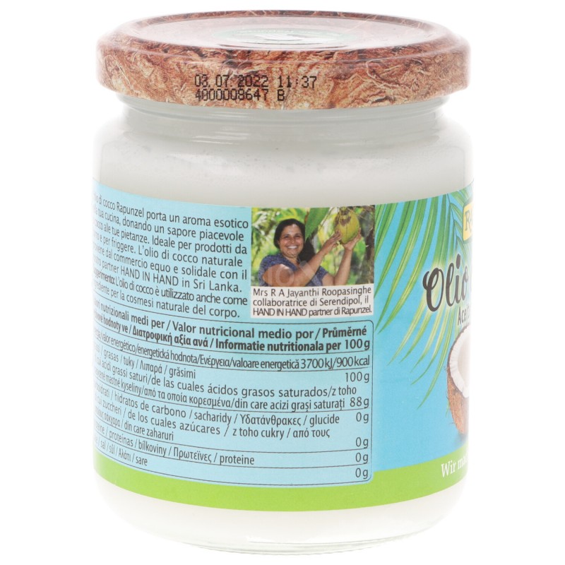 Olio vergine di cocco biologico 200 g