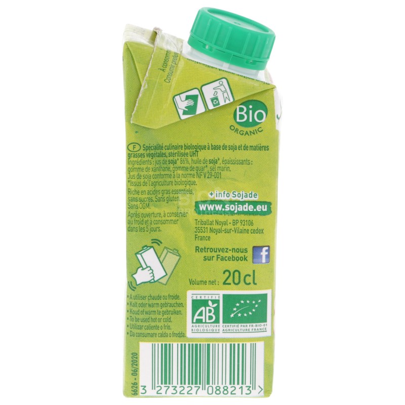 Crema di soia biologica per cucinare