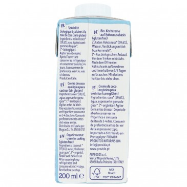 Crema di cocco biologica per cucinare Crema di cocco biologica per cucinare