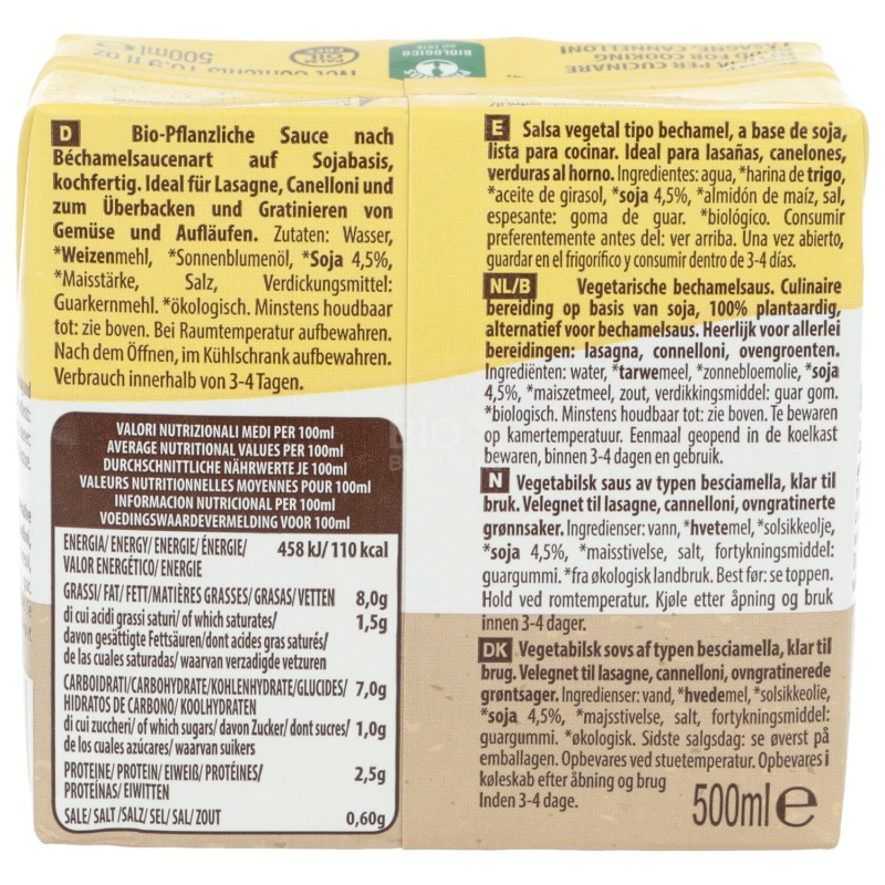 Besciamella vegetale di soia bio