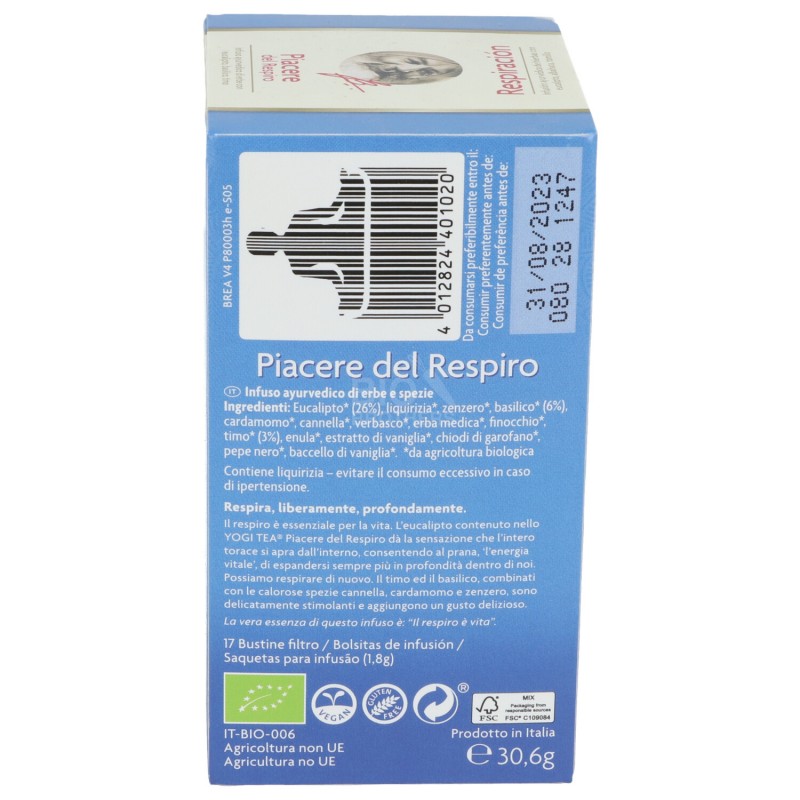 Piacere del respiro, infuso ayurvedico con eucalipto