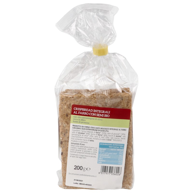 Crispbread integrali al farro con semi bio