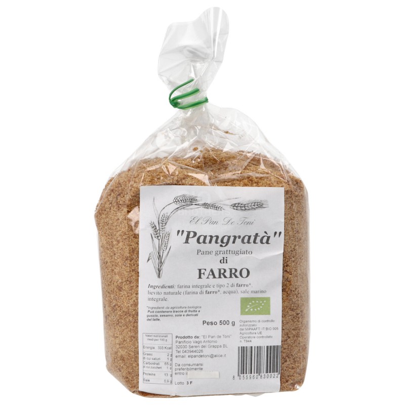 Pangrattato bio 100% farro integrale "Pangratà"