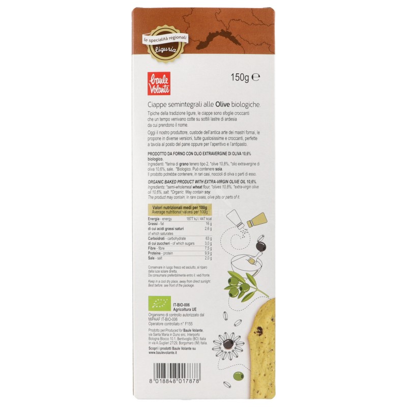 Ciappe semintegrali bio alle olive