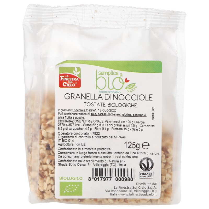 Granella di nocciole tostate biologiche