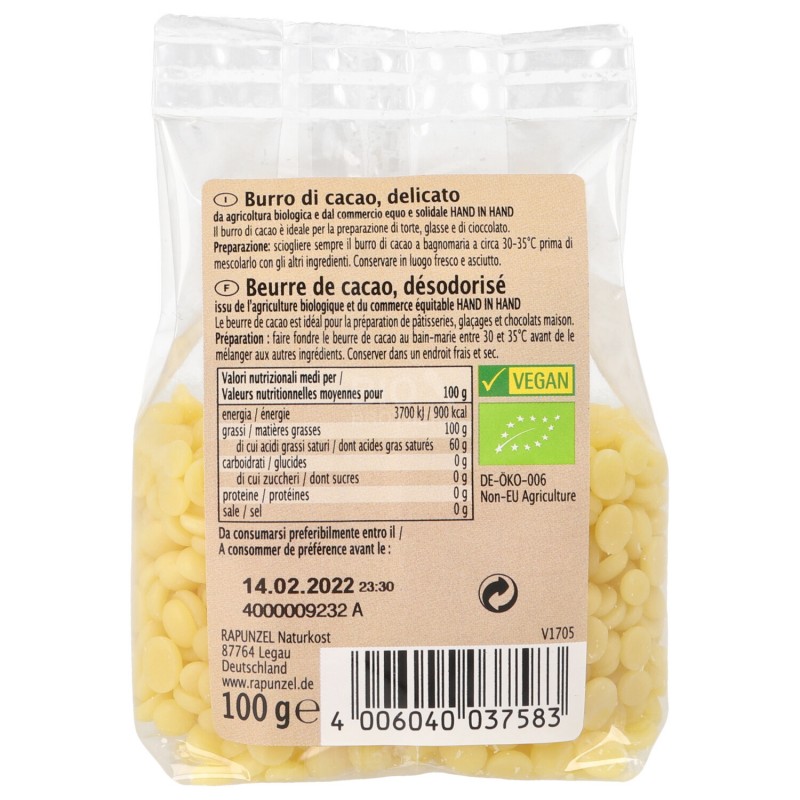 Burro di cacao delicato biologico