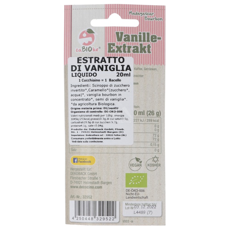 Estratto di vaniglia liquido bio