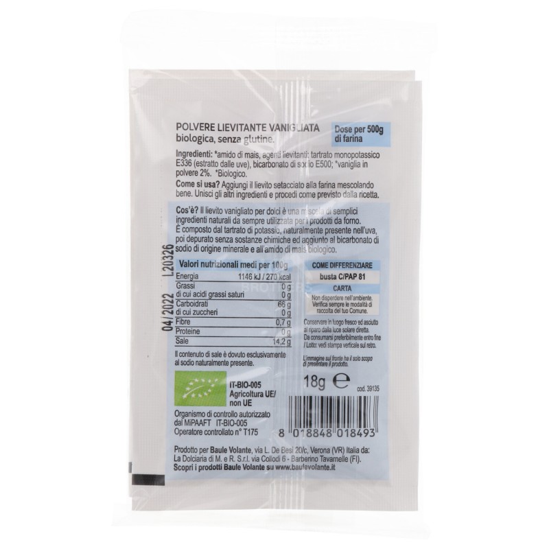Lievito vanigliato istantaneo bio per dolci
