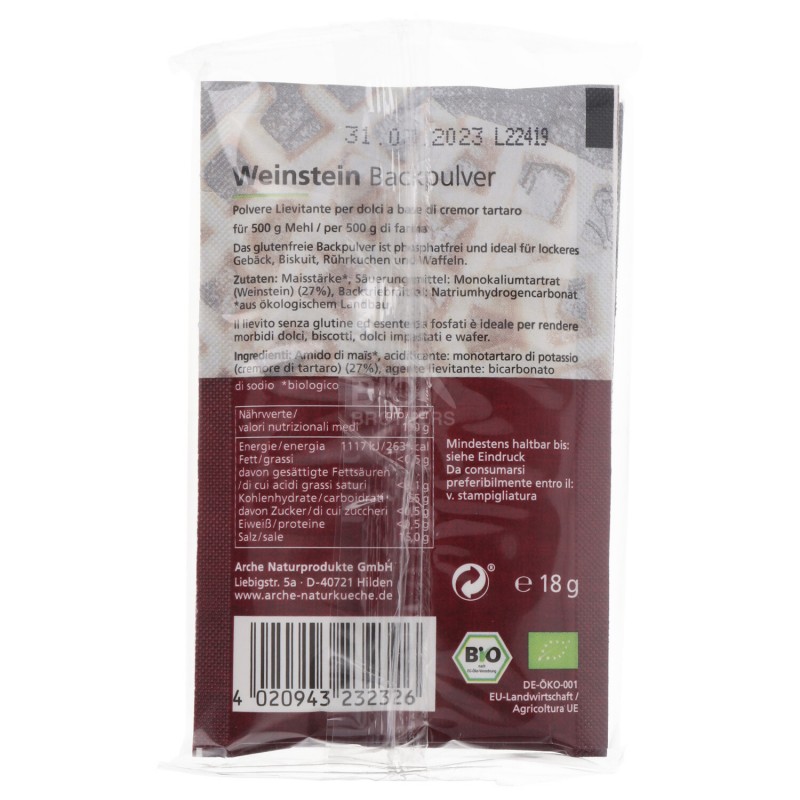 Polvere lievitante per dolci bio